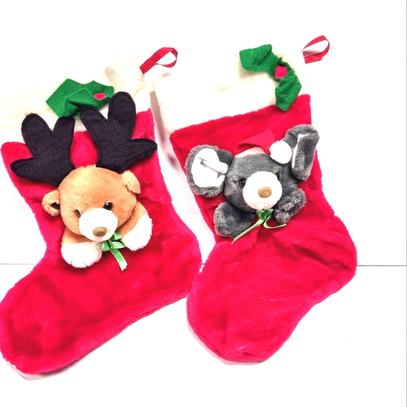 Plush Soft Christmas Reindeer and Mouse Stocking Holiday Decorations - Picture 5 of 7